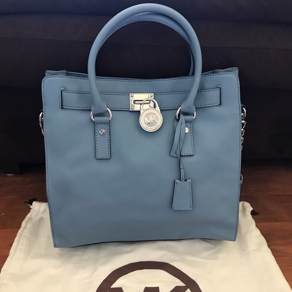 MICHAEL KORS SURF BLUE LARGE HAMILTON BAG - Picture 1 of 5